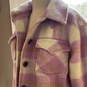 Avec Les Filles Lavender Plaid Cropped Jacket